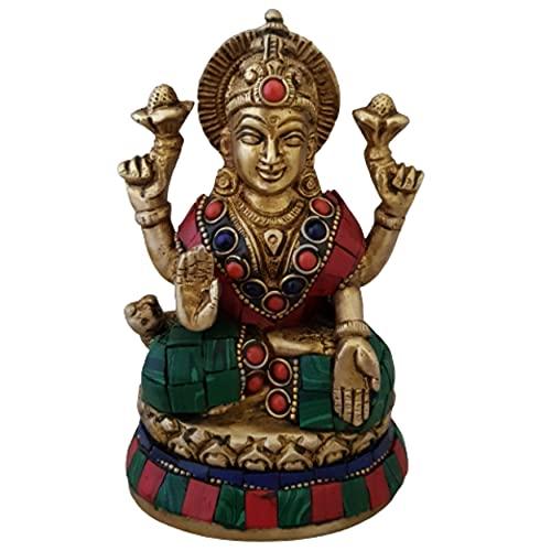 Divya Mantra Laxmi Ganesh Idol for Home Puja Room Decor Pooja Mandir Decoration Items Living Room Showpiece Decorations Office Indian Temple Murti Idols God Statue Brass (Laxmi)