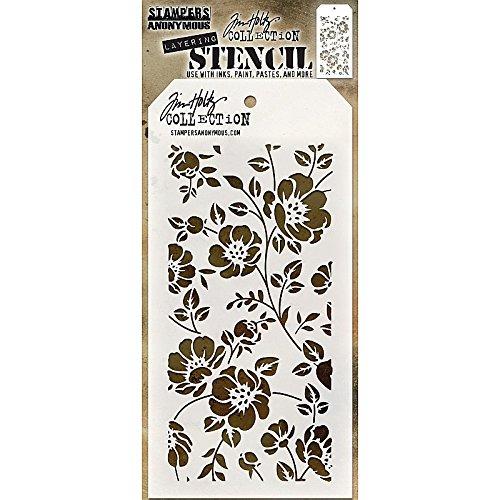 Stampers Anonymous Tim Holtz Floral Stencil, 28.3 x 11.4 x 0.1 cm, Transparent