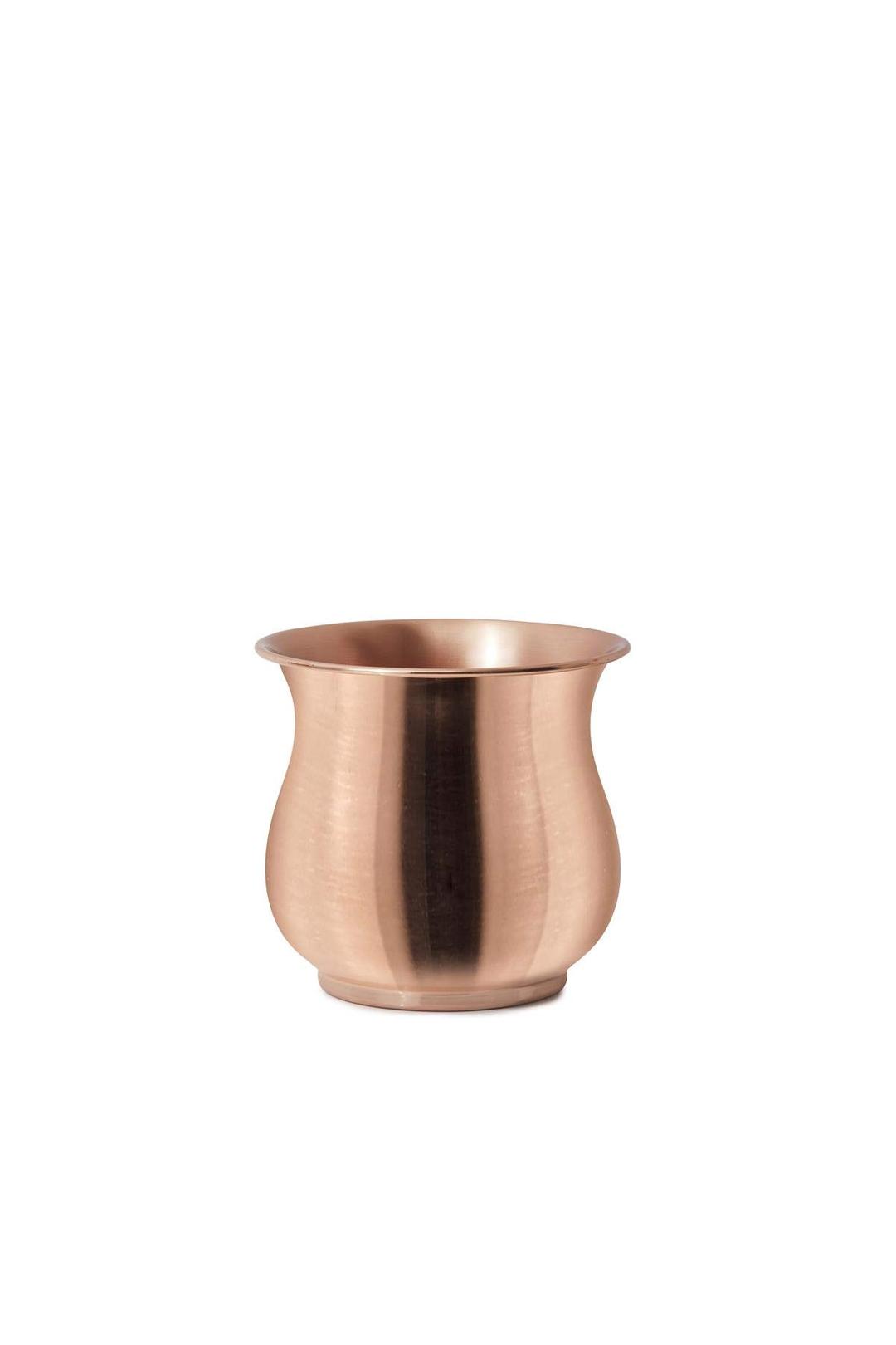 Serene Spaces Living Copper Plated Flower Vase, Decorative Copper Vase, Floral Centerpiece at Weddings, Events, Parties, Home Dining Table, Rose Gold Vases, Measures 4.75" Tall & 5" Diameter