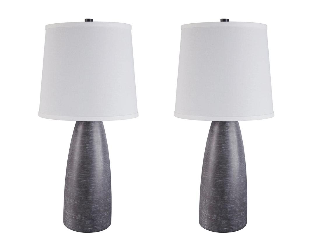 Signature Design by Ashley Shavontae Modern Table Lamp, 2 Count Lamps, 27.5", Gray