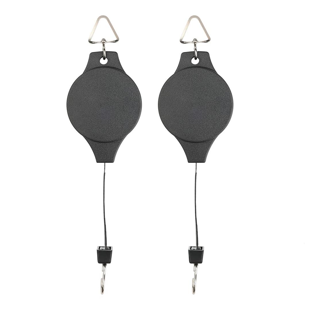 Yuccer Plant Pulley 2 Pack Retractable Hanging Baskets Adjustable Hanging Basket Hooks for Plants and Birds Feeder