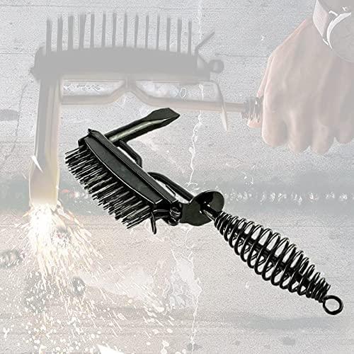 2 In 1 Design Welding Chipping Hammer with Coil Spring Handle and Wire Brush Welding Premium Brush and Chipping Hammer Combo