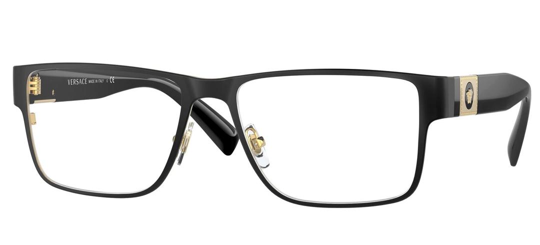 VersaceVE 1274 1436 Black Metal Rectangle Eyeglasses 55mm