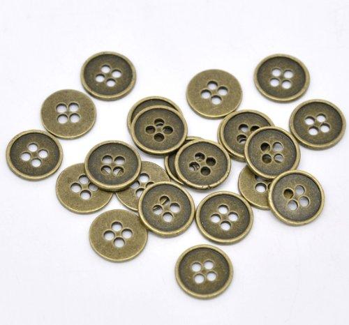 20 Metal Round 4 Hole Antique Bronze Vintage Colour 18mm Sewing Buttons