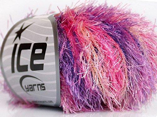 Pink Auana Eyelash Yarn 50 Gram - Pink, Purple, Peach