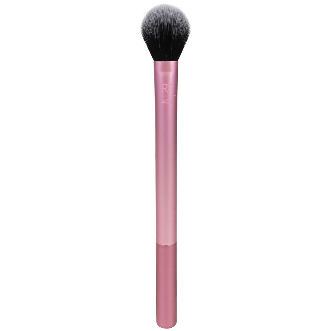 Real TechniquesMakeup Setting Brush, For Setting Powder, Loose Powder, & Pressed Powder, Face Makeup Brush, 402 Brush, Sheer Coverage For Highlighter, Synthetic & Cruelty-Free Bristles, Pack of 1