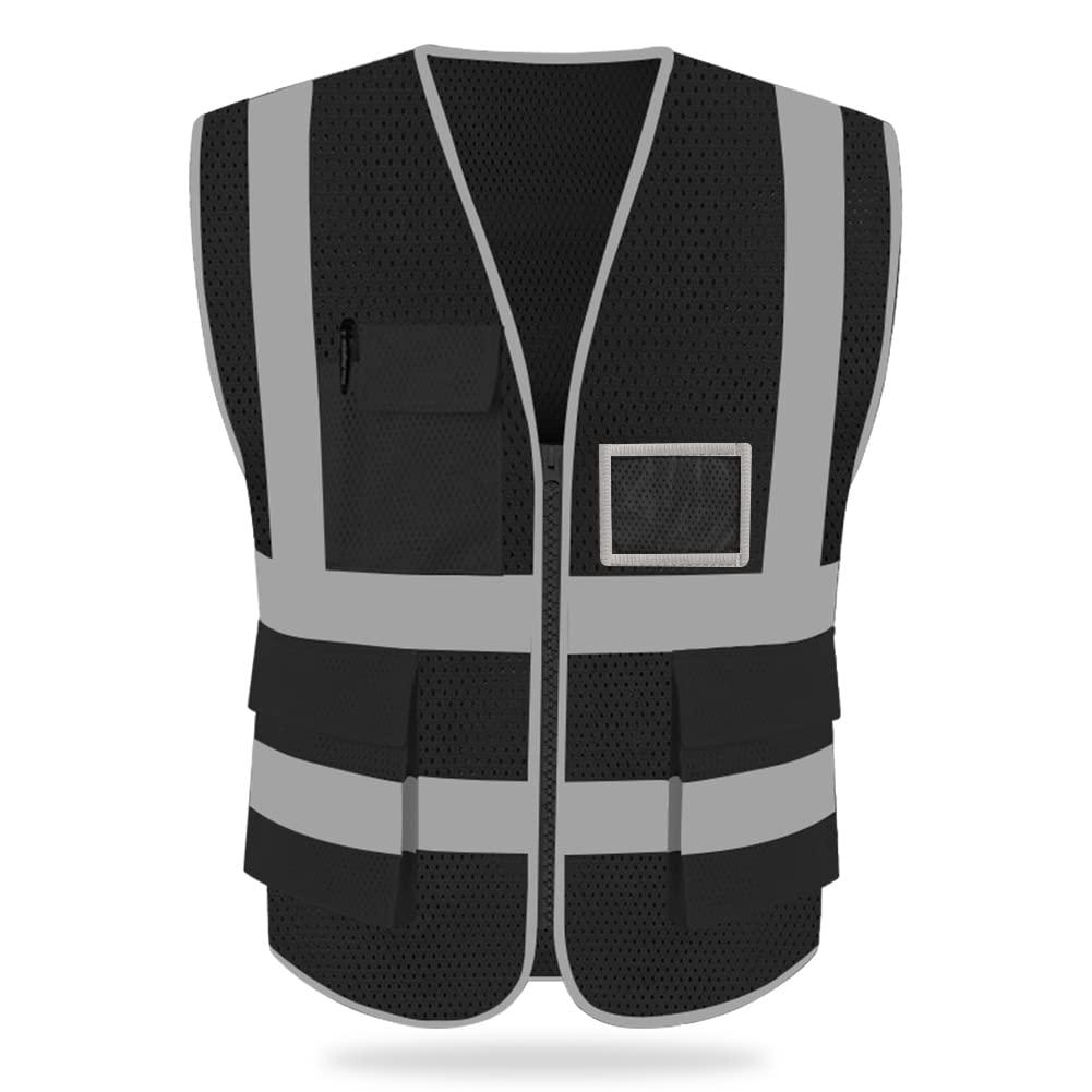 HYCOPROT High Visibility Mesh Safety Reflective Vest with Pockets and Zipper, Meets ANSI/ISEA Standards