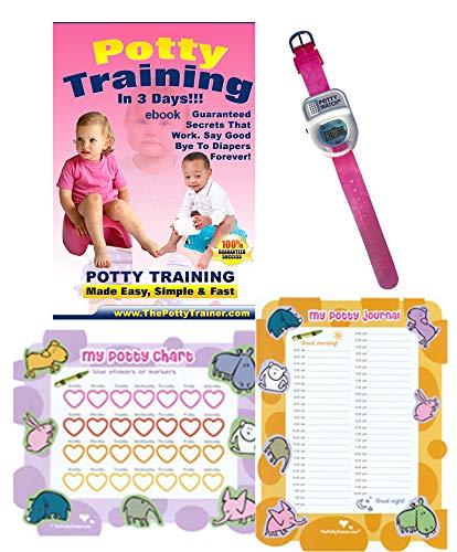 Potty Training in 3 Days - Ultimate Potty Training for Girls. Complete Kit Includes Potty Training in 3 Days Audio Guide, Laminated Potty Training Charts & Pink Potty Time Watch (Pink)