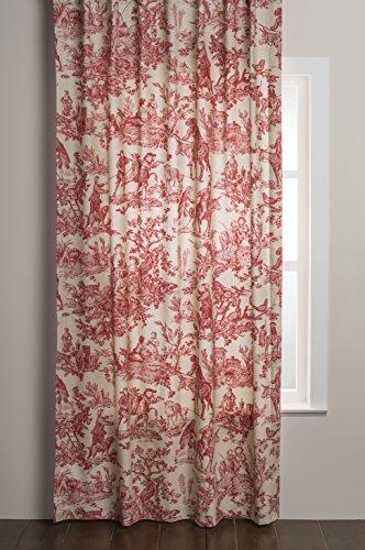 Maison d' HermineCurtain 100% Cotton One Panel 50"x96" Light-Filtering Sheer, Easy Hanging with a Rod Pocket & Loop for Living Rooms Bedrooms Offices, The Miller - Red - Spring/Summer