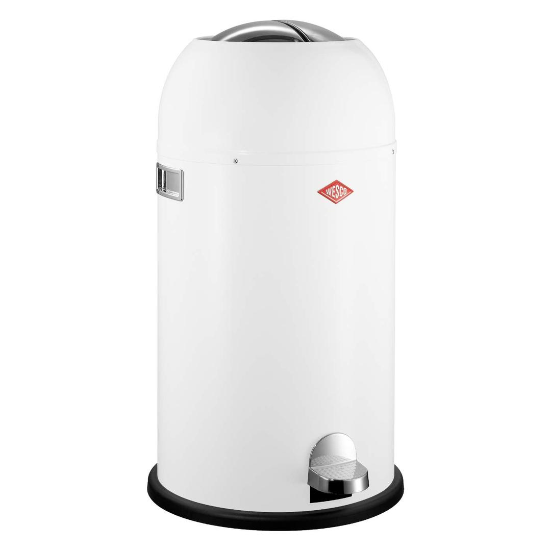 Wesco Kickmaster - German Designed - Step Trash Can, Powder Coated Steel, 8.7 Gallon / 33 L, White