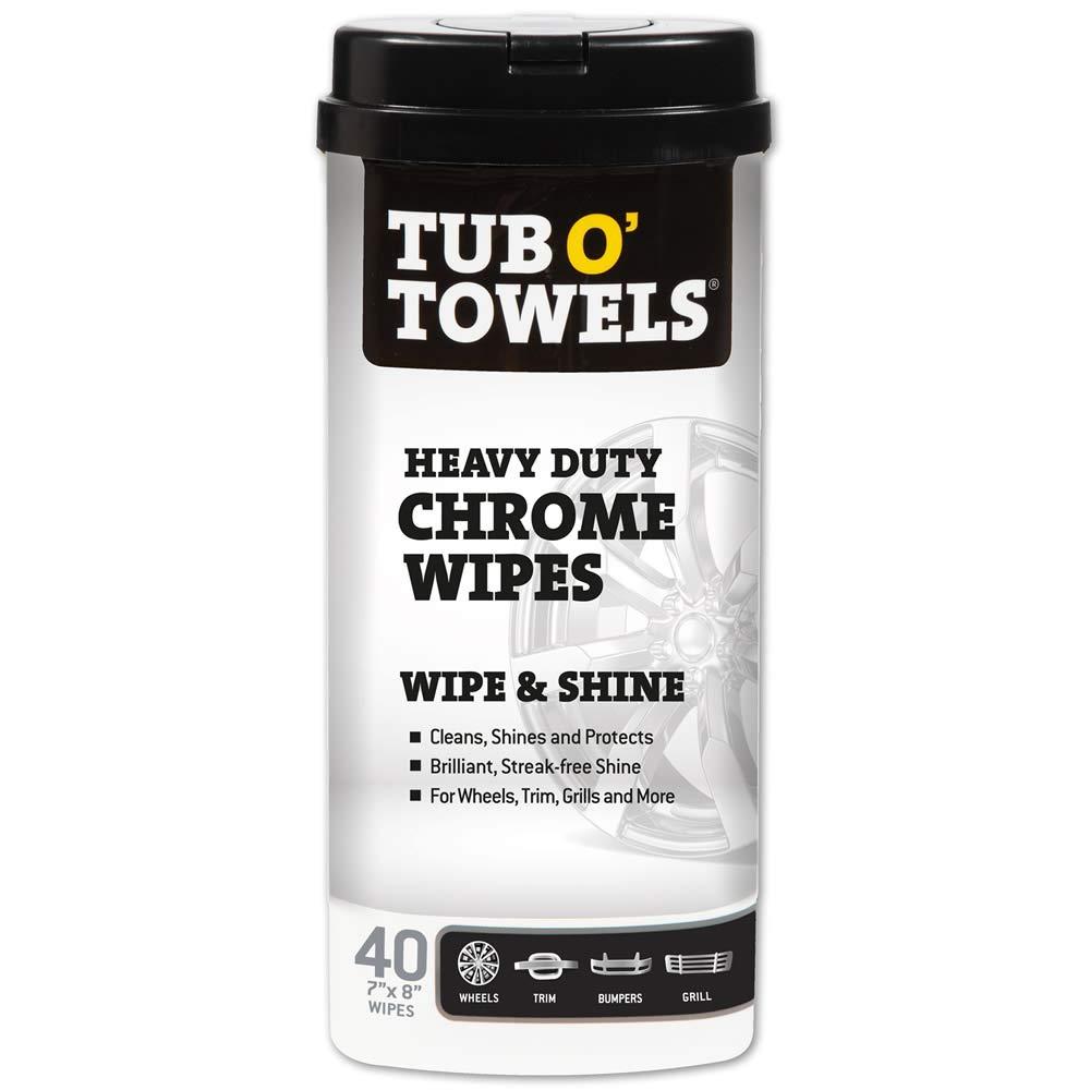 Tub O’ Towels - TW40CHR - Heavy Duty Chrome Wipes – Clean, Shine & Protect, 40 Count Wipes