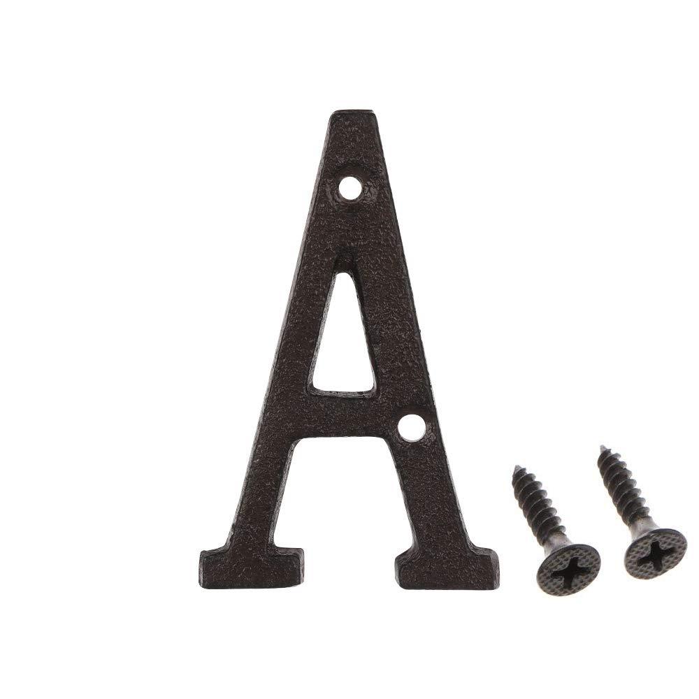 3 Inch Address Number, House Numbers for Outside, Cast Iron Metal Letter Garden Door Mailbox Decor with Screws, Black Letter A