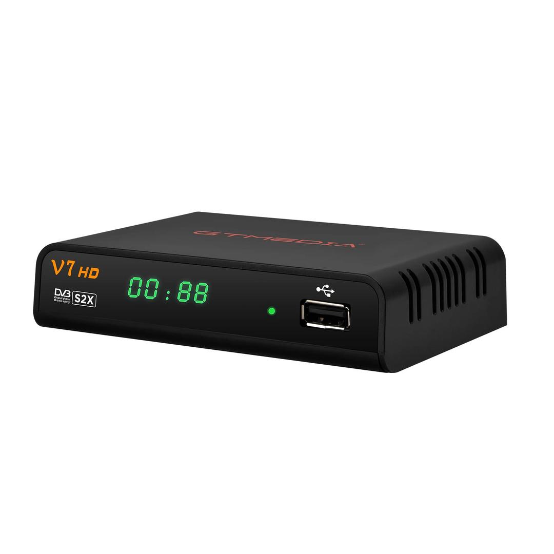 GT MEDIA V7 HD Digital Satellite Receiver, Full HD 1080P DVB-S/S2/S2X FTA H.264 Digital Satellite Receiver with WiFi Antenna, TV Sat Decoder unlocks encrypted Channels Without Inserting CA Card.