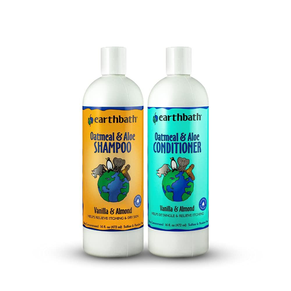 earthbathOatmeal & Aloe Dog Shampoo and Conditioner - Oatmeal Shampoo for Dogs, Itchy, Dry Skin Relief, Dog Wash, Made in USA, Dog Conditioner, Pet Shampoos - Vanilla & Almond, 16 Oz (1 Set)