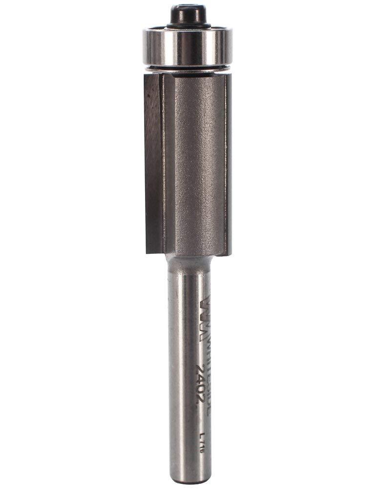 WhitesidePART #2402 CARBIDE-TIP FLUSH TRIM 2 FLUTE ROUTER BIT W/BEARING 1/2 DIA X 1" CL X 1/4" SHANK