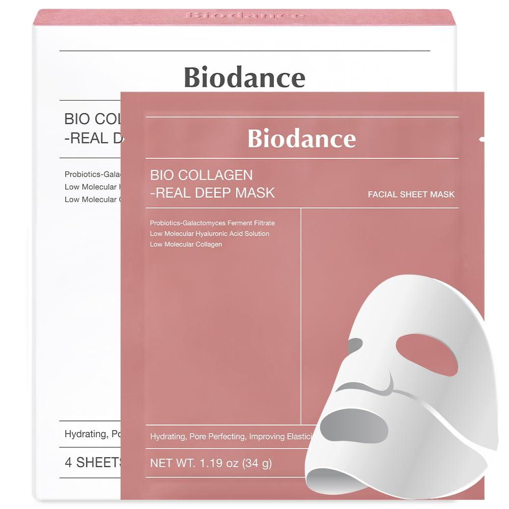 BIODANCE Bio-Collagen Real Deep Mask, Hydrating Overnight Mask, Pore Minimizing, Elasticity Improvement, 34g x4ea