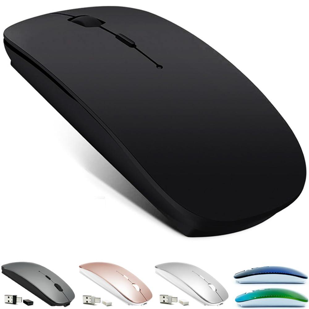 KLO Rechargeable Bluetooth 5.2/3.0/Type-C/USB-2.4G Mouse for MacBook/MacBook air/Pro/iPad, Wireless Mouse for Laptop/Notebook/pc/iPad/Chromebook (Black)