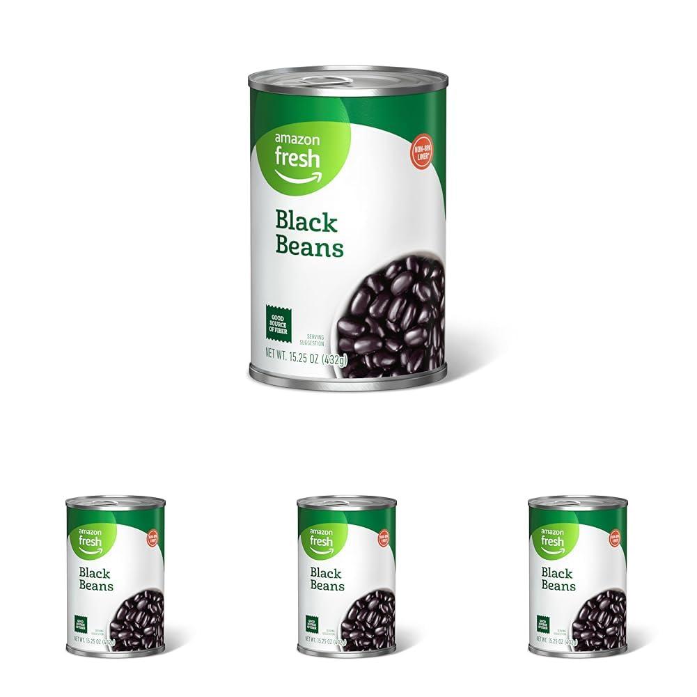 Amazon Fresh, Canned Black Beans, 15.25 Oz (Pack of 4)