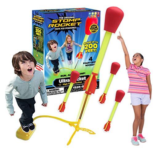 Stomp Rocket Ultra Rocket Launcher for Kids, 4 Rockets - Fun Backyard & Outdoor Kids Toys Gifts for Boys & Girls - High Flying Toy Foam Blaster Set - Multi-Player Adjustable Launch Stand