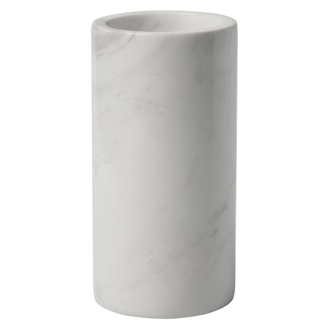 A Grade Natural Marble White Flower Vase, Finely Polished Stone White Vase, Decorative Modern Floral Vase, Concisely Designed Centerpiece, Bedroom, Office Wedding (Cylinder)