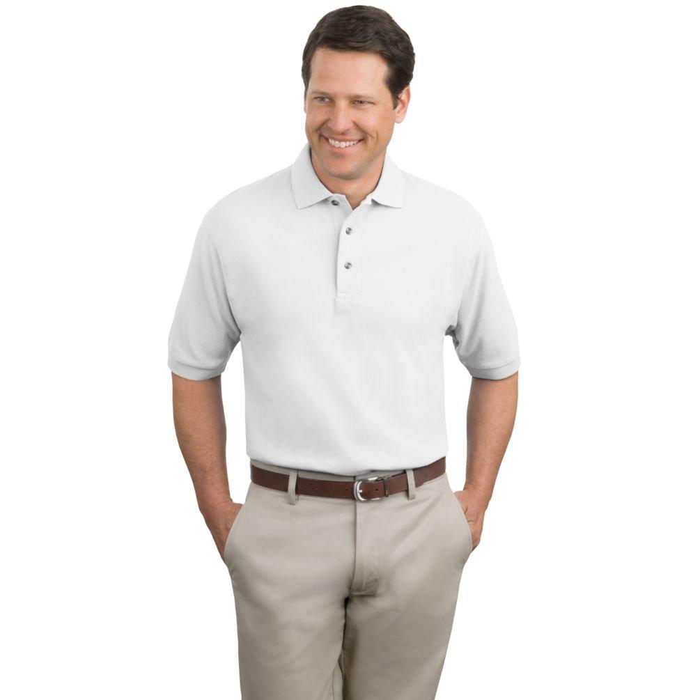 Port Authority Men's Big and Tall Knit Polo Shirt_White_Large Tall