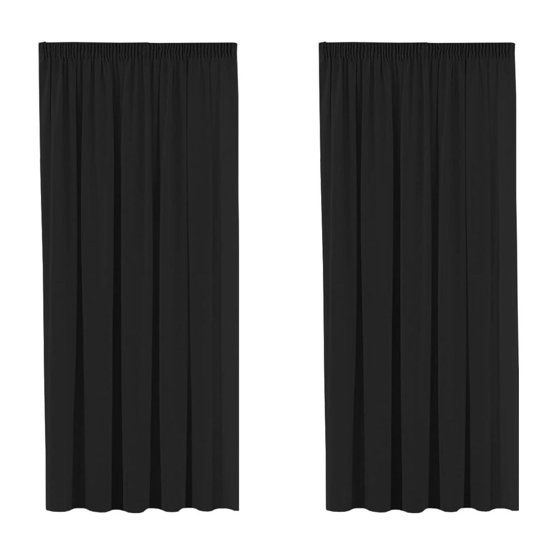 H.Versailtex 100% Blackout Solid Thermal Insulated Curtains Pair Pencil Pleat Anti - Mite Curtains Draperies for Bedroom/Living Room, Bonus Two Tiebacks - Black, 46" Width x 54" Drop, Set of 2 pieces