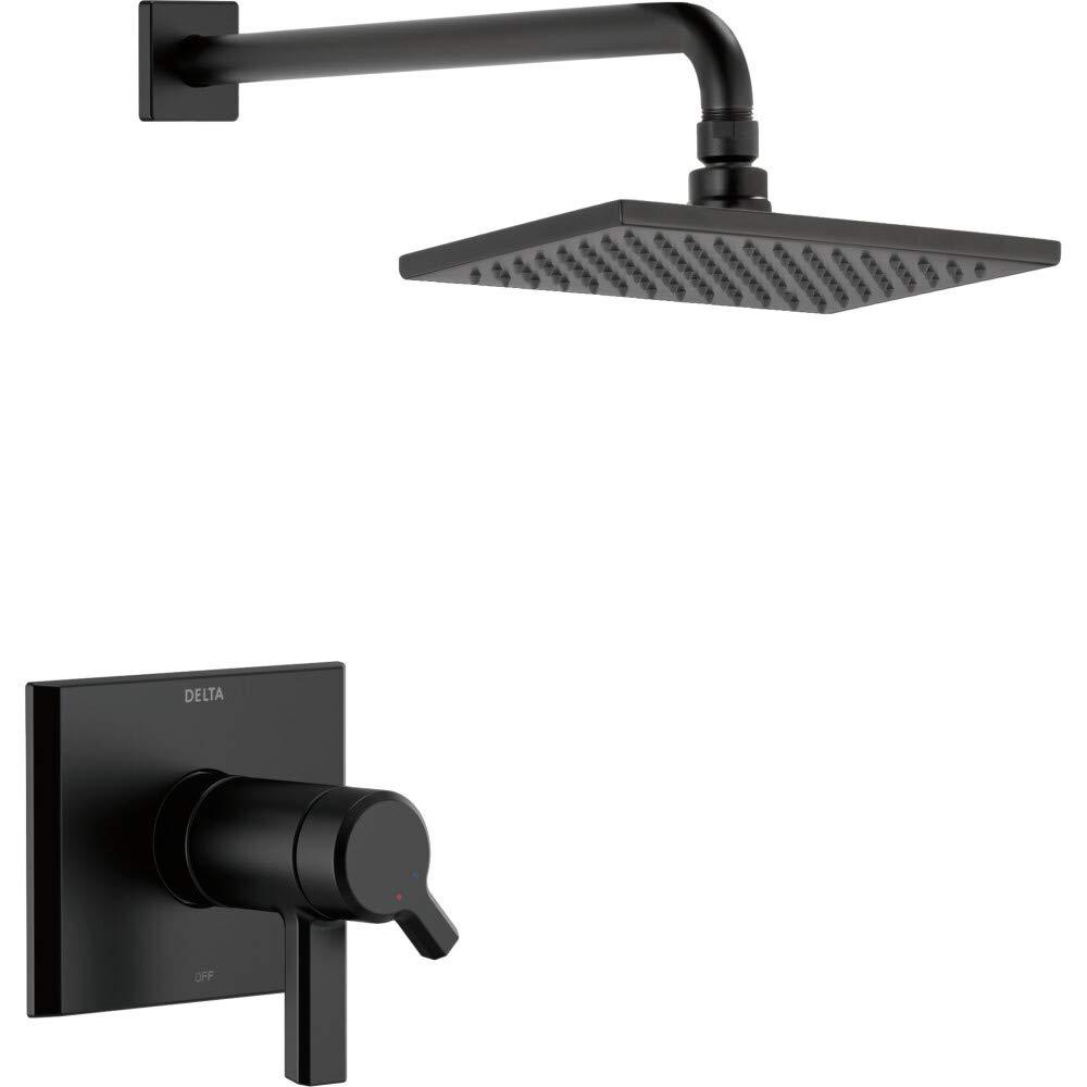 Delta Faucet Pivotal TempAssure Matte Black Shower Faucet with Matte Black Rain Shower Head, Rainfall Shower Head, Matte Black Shower System, Matte Black T17T299-BL