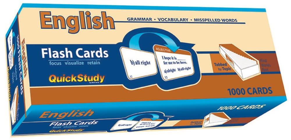 English Flash Cards: Grammar, Vocabulary, Misspelled Words; 1000 Cards