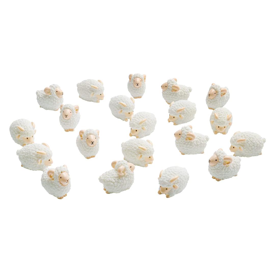 X Hot Popcorn20PCS Miniature Sheep Figurines Sheep Cake Topper White Sheep Model Mini Animal Model for Flower Pot Fairy Garden Decoration