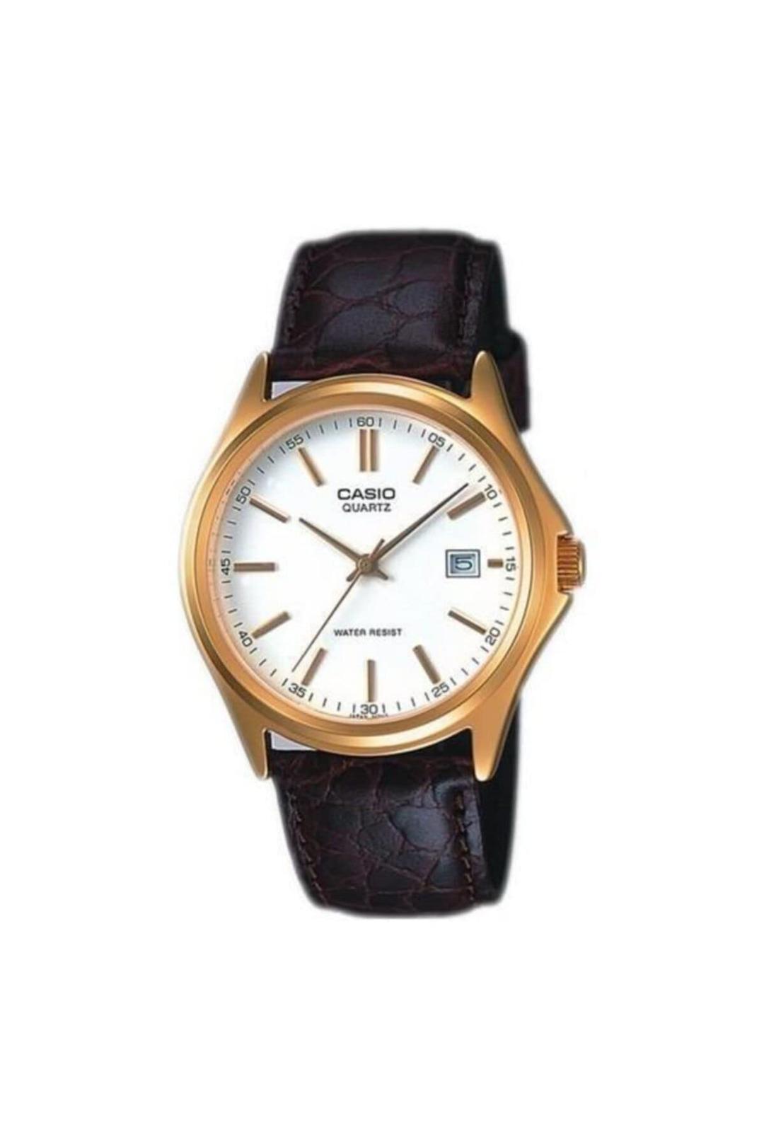 Casio MTP-1183Q-7A Men's Gold Analog Dress Watch w/Croc-Leather Band & Date