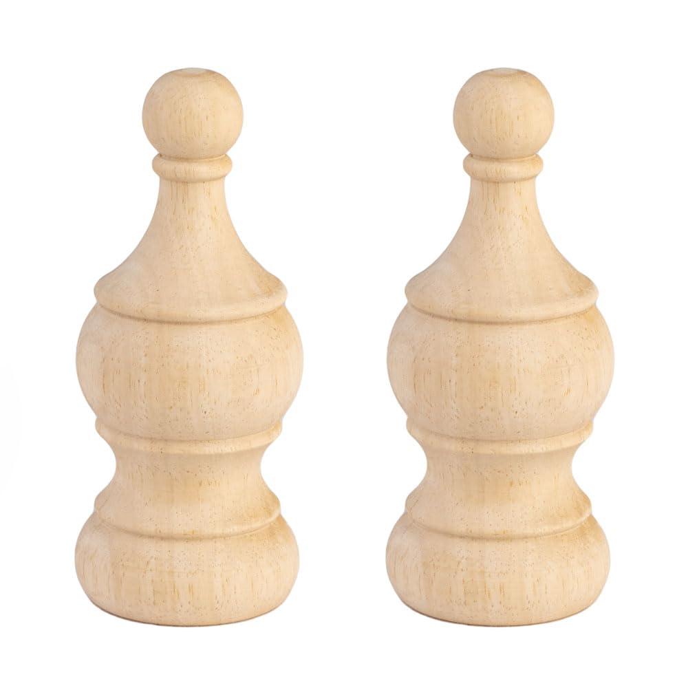 Crapapfert 2Pack Decorative Wood Finials 5.9" Tall x 2.4" Wide for Bed Post Finials Curtain Rod Staircases DIY Crafts Unfinished Wooden Finials for Indoor Use Home Deoration (Style2-5.9inch)