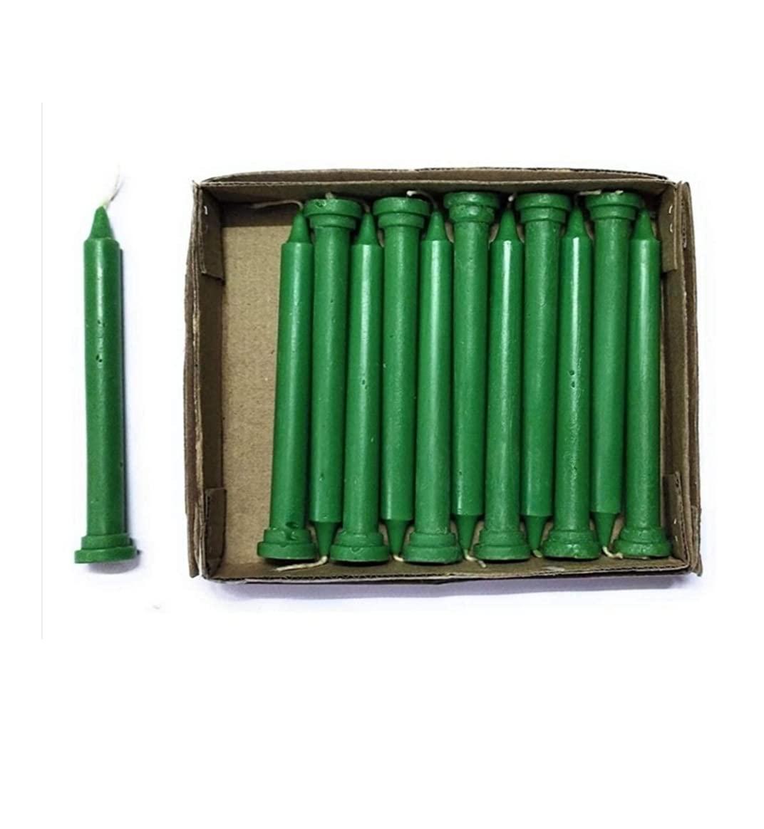 LTYNE Green Spell Candle Paraffin Wax Candle, Pack of 12, Unscented