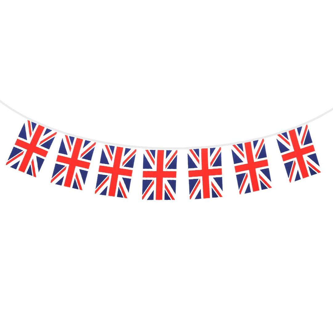 TENDYCOCO Fabric Union Jack Bunting String Flag 8.5m 28ft Long with 32 Square Flags Bunting British Banners Party Decor British UK Patriotic Themed Bunting Banner for National Royal Party Decoration