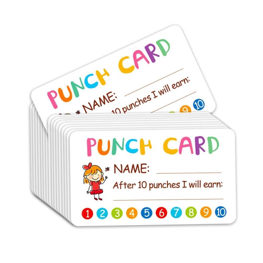 NALACAL Reward Punch Cards, 100pcs Reward Incentive Card for Teacher, Behavior Chart for Kids, Homeschool Classroom Supplies for Motivation 2" x 3.5"