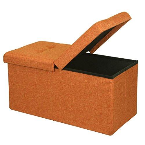 Otto & Ben Mellow 30" Storage Ottoman - SMART LIFT Top, Upholstered Tufted Ottomans Bench Foot Rest for Bedroom, Amber Orange