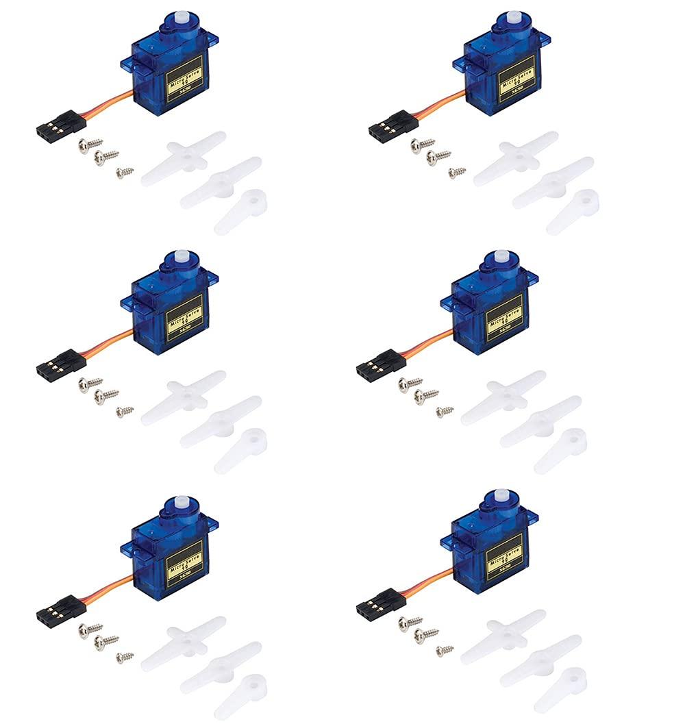 Chesoon Steering Gear Servo Motor, 360° Robot Parts Mini Servo for Arduino Toy Helicopter Plastic Gear Servo (6 Pcs)