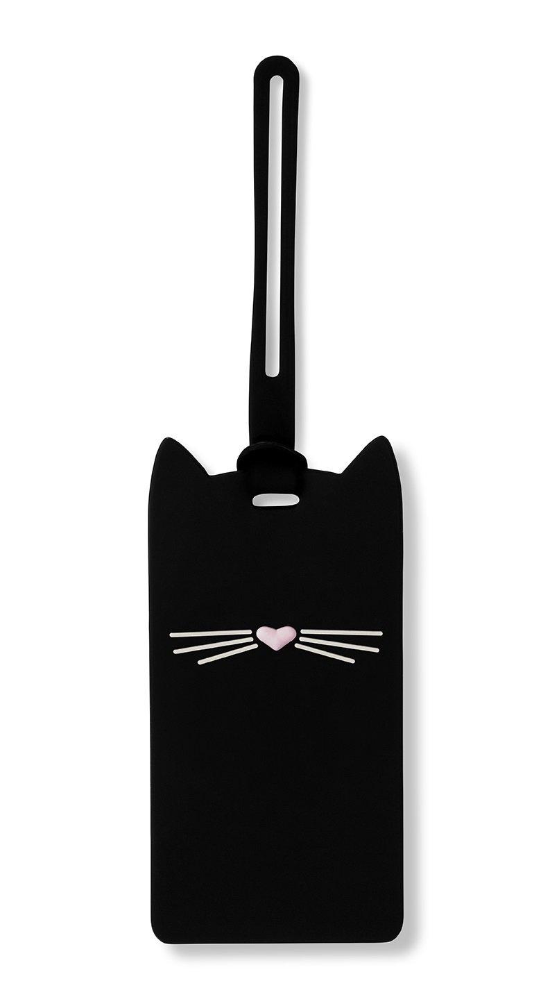 kate spade new yorkSilicone Luggage Tag with Durable Strap, Black Cat