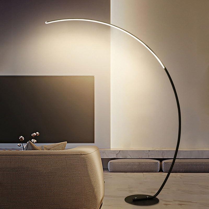 Standing LED Dimmable Arc Floor Lamp - Stepless Dimming, Remote Control, Adjustable Color Temperature, Sturdy Design for Living Rooms and Bedrooms, Black Standing Floor Lamp