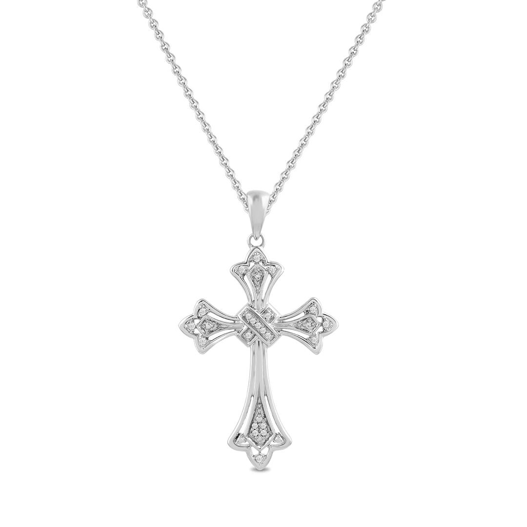 Amazon EssentialsSterling Silver Diamond Accent Cross Pendant Necklace, 18" (previously Amazon Collection)