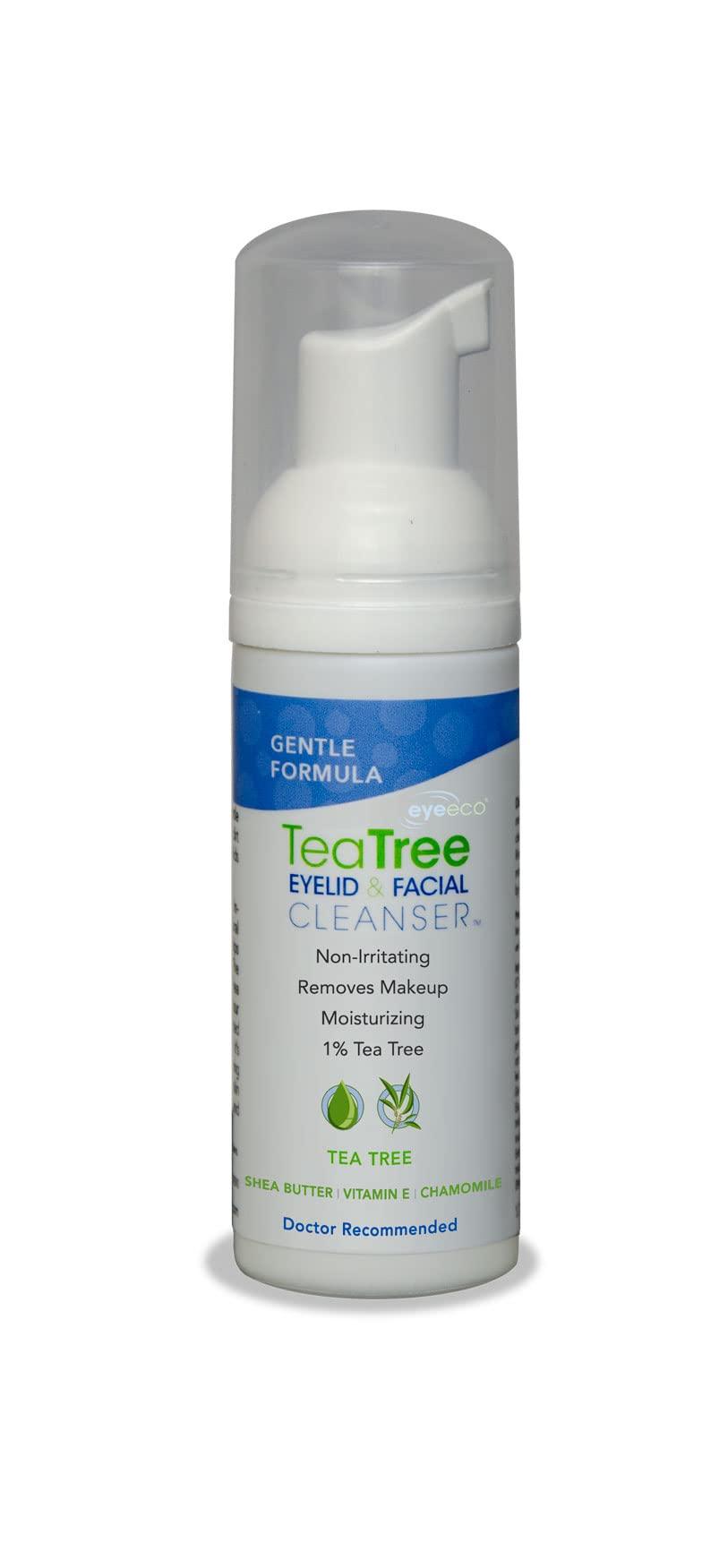 Gentle Tea Tree Oil Foaming Facial Cleanser – 1.6oz – Non-Irritating Eyelid Cleanser & Face Wash with Tea Tree, Chamomile & Shea Butter​