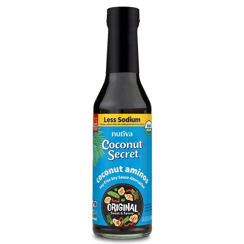 Coconut Secret Coconut Aminos - 8 fl oz - Low Sodium Soy Sauce Alternative, Low-Glycemic - Organic, Vegan, Non-GMO, Gluten-Free, Kosher - Keto, Paleo, Whole 30 - 48 Servings