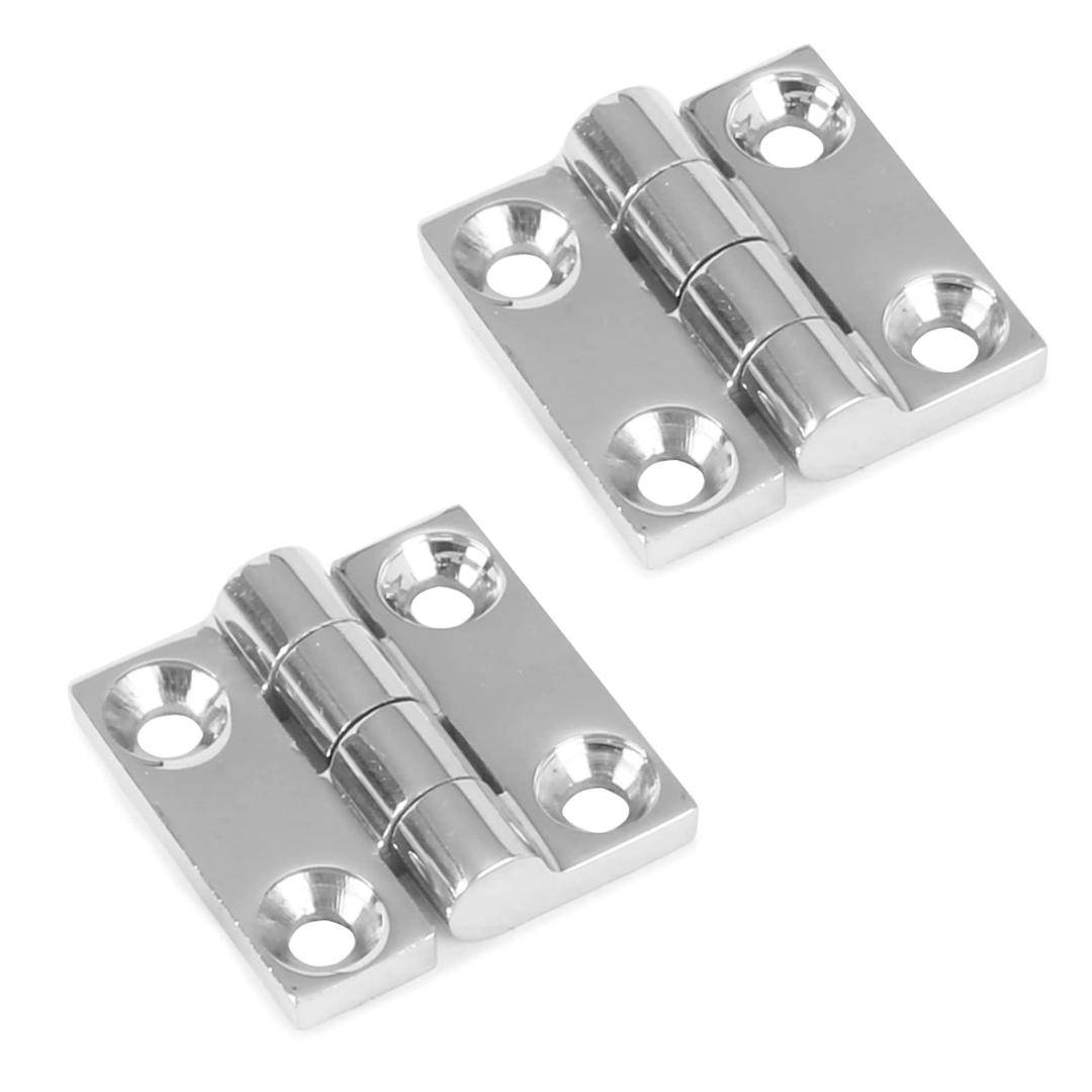 AMYSPORTS Heavy Duty Boat Hinge Strap Mirror Polished Marine Hinges Mount Hardware Hatch Stainless Hinge Door Corrosion Resistance SUS316 1.49 inch x 1.49 inch 2pcs