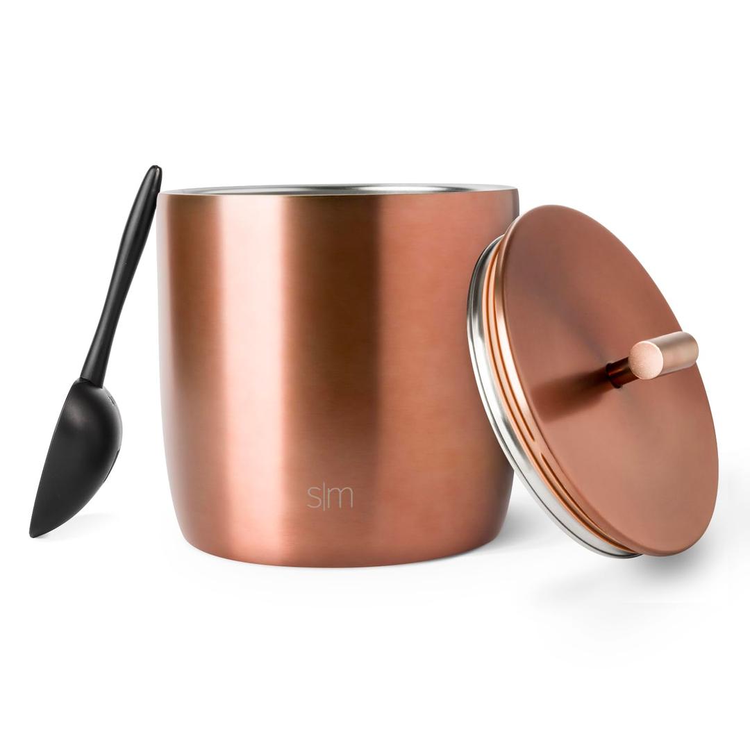 Simple Modern Vacuum Insulated Ice Bucket with Lid and Scoop | For Cocktail, Champagne, Wine, Beer, & Hosting | Stainless Steel 100oz Capacity for Large Parties | Rocks Collection | Metallic Copper