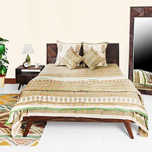 Fabindia Cara Queen Bed (Sheesham Wood, Smoke Grey)