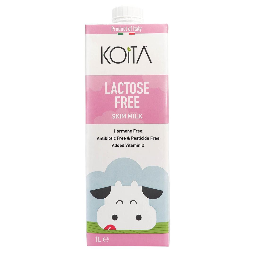 Koita Lactose-Free Skim Milk (1L) - No Added Hormones, Easy to Digest, Vitamin Enriched, Made in Italy