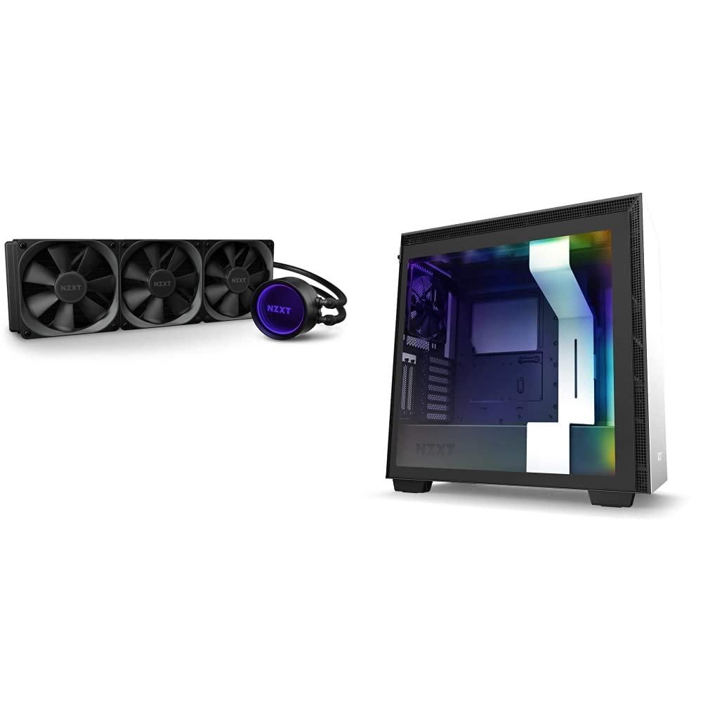 NZXT Kraken X73 360mm - AIO RGB CPU Liquid Cooler - AER P 120mm Radiator Fans (3 Included) & H710i - CA-H710 i-W1 - ATX Mid Tower PC Gaming Case - Front I/O USB Type-C Port - White/Black