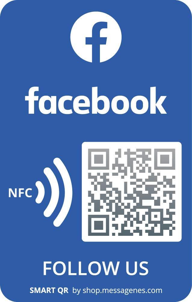 Reusable Followers and Likes Tap Sticker for Facebook - 2-Stickers Pack - QR & Tap NFC Sticker - Follow us on Facebook Tap Sticker - iPhone & Android - Get Likes Sticker - Set Up at Home | MESSAGENES