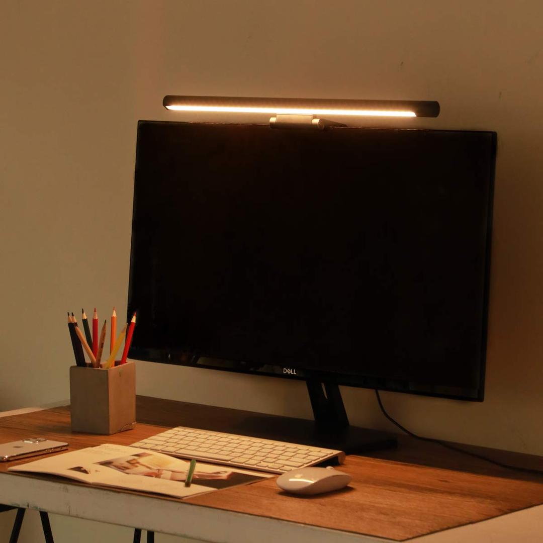 Computer Monitor Light for Save Desk Space, Eye-Caring Screen Light Bar, No-Glare E-Reading LED Task Lamp with USB Charging Port, 3 Lighting Modes with Stepless Dimming, Wireless Rotation Control