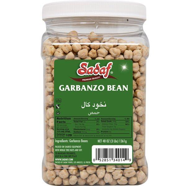 SadafGarbanzo Beans Dry 48 oz - Dried Chickpeas - Chick Peas Perfect for Hummus - Natural, Vegan, Kosher, Halal - Bulk Chickpeas