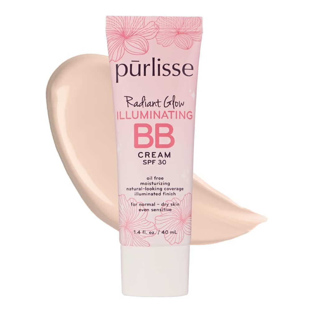 pūrlisse Radiant Glow Illuminating BB Cream SPF 30: Cruelty-Free & Clean, Paraben & Sulfate-Free, Light Coverage, Brightens with Hawthorn Berry| Fair 1.4oz